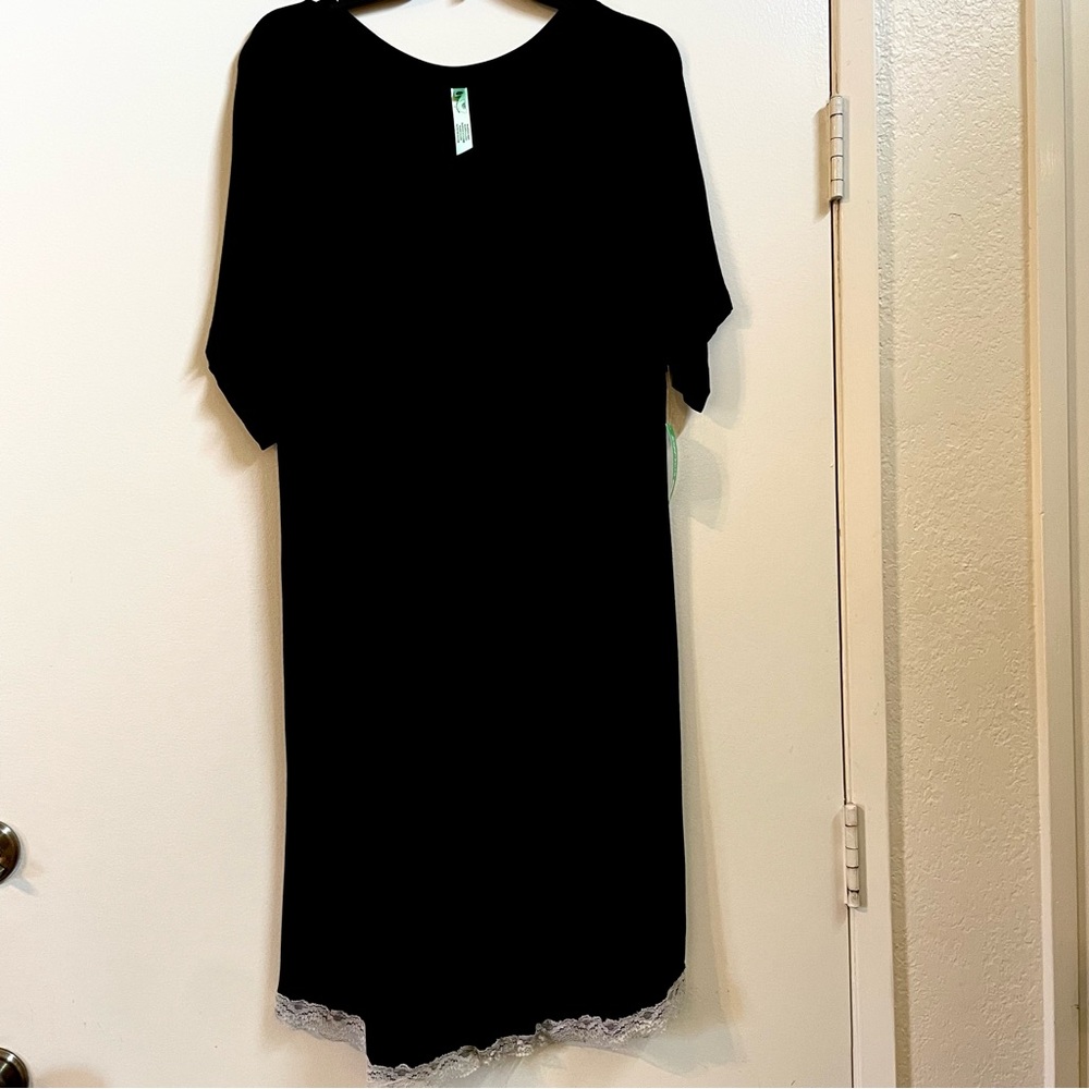 Honeydew Intimates Black Nightgown with Lace Trim
